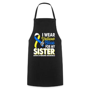 Wear yellow blue for Sister Down Syndrome - Cooking Apron - black - Front - AI Model Male 185 dark (185cm)