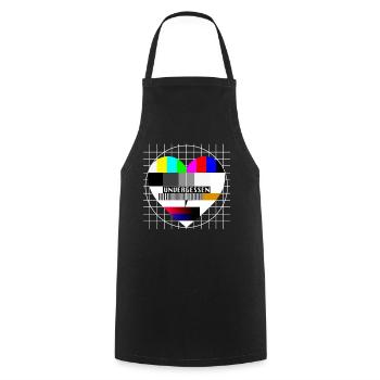 Testbild Herz Unvergessen TV 90er Party 80er Jahre - Kochschürze - Schwarz - Vorne - AI Model Male 185 dark (185cm)
