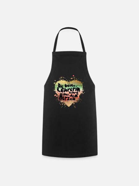 Lehrerin vom Herzen – Herzfarben Design - Kochschürze - Schwarz