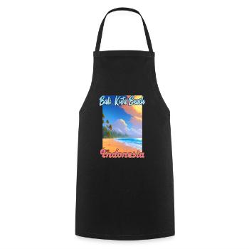 Bali Kuta Beach, Indonesia - Cooking Apron - black - Front - AI Model Male 185 dark (185cm)