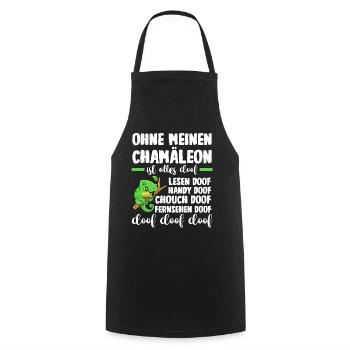 Ohne meinen Chamäleon ist alles doof - Kochschürze - Schwarz - Vorne - AI Model Male 185 dark (185cm)