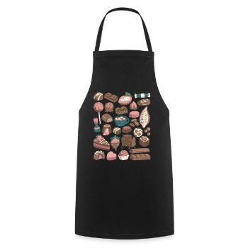 Chocolat - cacao, pralines, chocolat - Tablier de cuisine - noir - Devant - AI Model Male 185 dark (185cm)