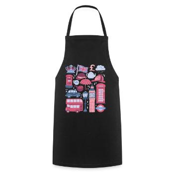 Angleterre Londres Big Ben Cabine téléphonique Bus Royaume-Uni - Tablier de cuisine - noir - Devant - AI Model Male 185 dark (185cm)