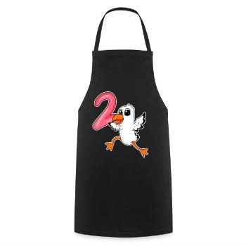 2nd birthday motif seagull - two years - Cooking Apron - black - Front - AI Model Male 185 dark (185cm)