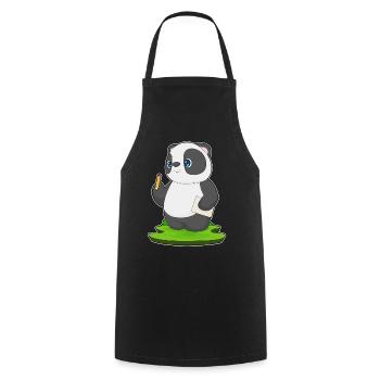 Panda Schüler Bleistift Schule - Kochschürze - Schwarz - Vorne - AI Model Male 185 dark (185cm)