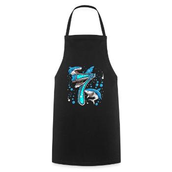 Grand Requin Blanc 7 Anniversaire Requin Anniversaire Fille - Tablier de cuisine - noir - Devant - AI Model Male 185 dark (185cm)