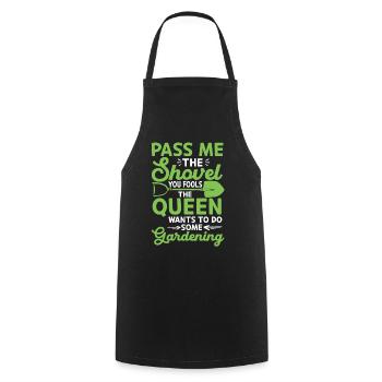 Spade ici, imbécile, la reine veut jardiner - Tablier de cuisine - noir - Devant - AI Model Male 185 dark (185cm)