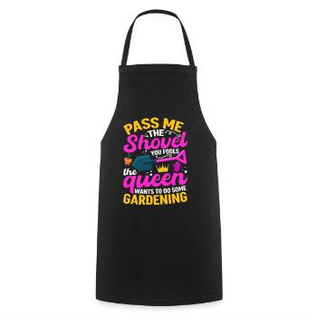 Spade ici, imbécile, la reine veut jardiner - Tablier de cuisine - noir - Devant - AI Model Male 185 dark (185cm)