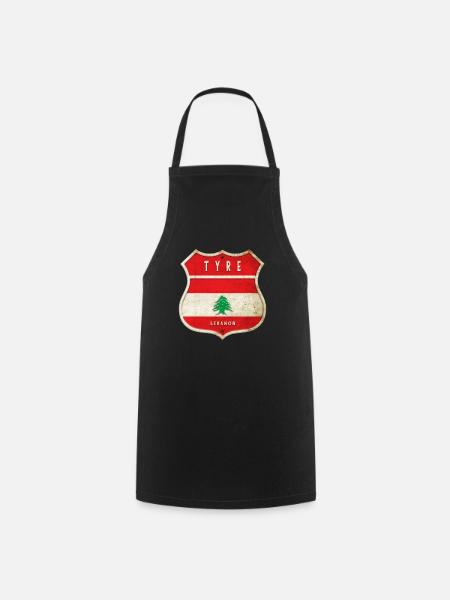 Tyre Libanon Wappen Flaggen Design - Kochschürze - Schwarz