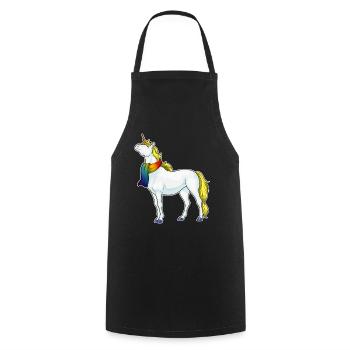 Foulard licorne - Tablier de cuisine - noir - Devant - AI Model Male 185 dark (185cm)