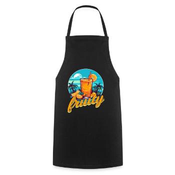 Fruity Summer Apfel Banane Orange Urlaub Meer - Kochschürze - Schwarz - Vorne - AI Model Male 185 dark (185cm)