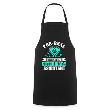 Veterinarian assistant saying - Cooking Apron - black - Front - AI Model Male 185 dark (185cm)