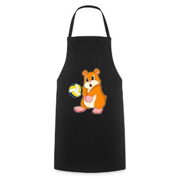 Hamster Volleyballspieler Volleyball - Kochschürze - Schwarz - Vorne - AI Model Male 185 dark (185cm)