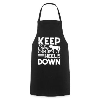Horse Keep Calm Chin Up Heels Down Horse - Cooking Apron - black - Front - AI Model Male 185 dark (185cm)