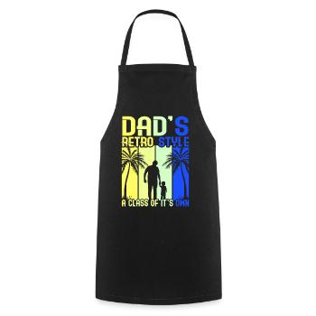 Retro Vintage Daddy 60s 70s 80s 90s Costume de fête - Tablier de cuisine - noir - Devant - AI Model Male 185 dark (185cm)