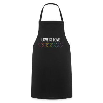 Mois de la fierté LGBT - L’amour c’est l’amour - Tablier de cuisine - noir - Devant - AI Model Male 185 dark (185cm)