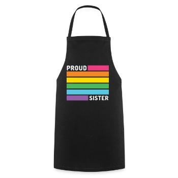 Pride Month LGBT - Proud Sister - Cooking Apron - black - Front - AI Model Male 185 dark (185cm)