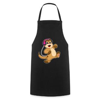 Meerkat Headphones Music - Cooking Apron - black - Front - AI Model Male 185 dark (185cm)