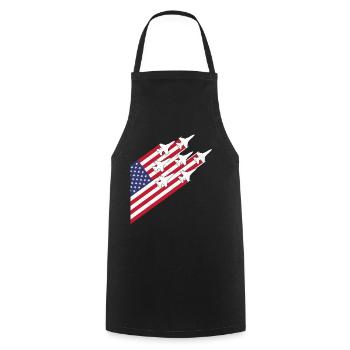 USA-Flagge und Kampfjets - Kochschürze - Schwarz - Vorne - AI Model Male 185 dark (185cm)