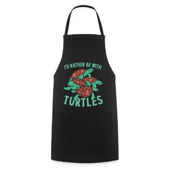 Tortue de mer que je préférerais être - Tablier de cuisine - noir - Devant - AI Model Male 185 dark (185cm)