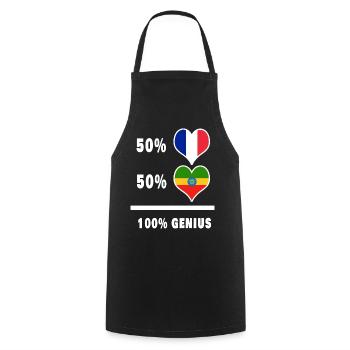 Drapeau 100% génial de l'Éthiopie et de la France - Tablier de cuisine - noir - Devant - AI Model Male 185 dark (185cm)
