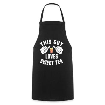 This guy loves sweet tea - Cooking Apron - black - Front - AI Model Male 185 dark (185cm)