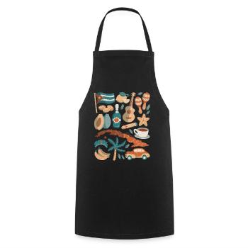Cuba Doodle Havana Cigar Rum Caribbean Rumba - Cooking Apron - black - Front - AI Model Male 185 dark (185cm)
