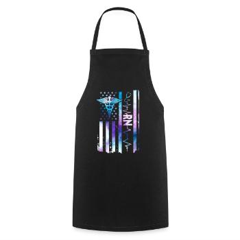 American Registered Nurse - Cooking Apron - black - Front - AI Model Male 185 dark (185cm)