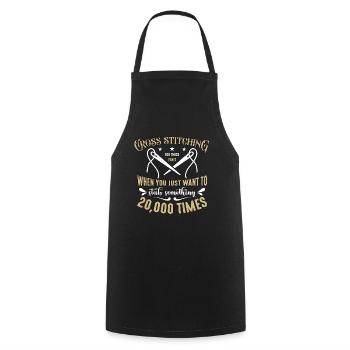Point de croix pour les moments où vous tricotez - Tablier de cuisine - noir - Devant - AI Model Male 185 dark (185cm)