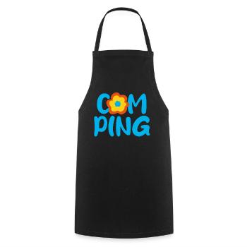 Camping Blume Comic Fan Camper Urlaub Outdoor - Kochschürze - Schwarz - Vorne - AI Model Male 185 dark (185cm)