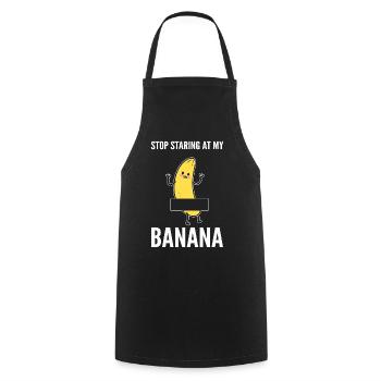 Arrête de regarder mon cueilleur de bananes - Tablier de cuisine - noir - Devant - AI Model Male 185 dark (185cm)