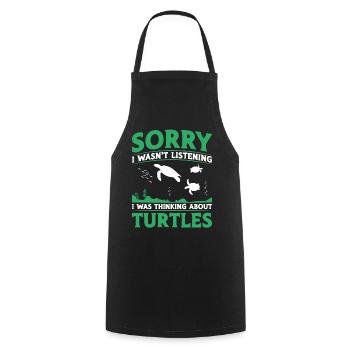 Tortue de mer Désolé de ne pas l’être - Tablier de cuisine - noir - Devant - AI Model Male 185 dark (185cm)