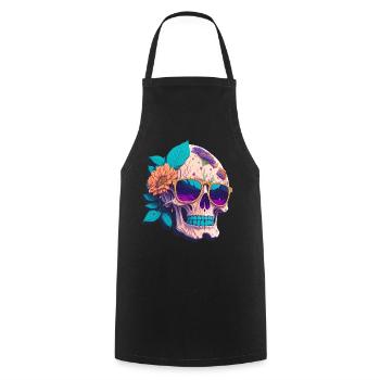Skull - Cooking Apron - black - Front - AI Model Male 185 dark (185cm)