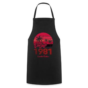 Vintage Year 1981 Limited Edition Red - Cooking Apron - black - Front - AI Model Male 185 dark (185cm)