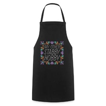 Cross Stitch My Other Stabby Hobby Sewing Machine - Cooking Apron - black - Front - AI Model Male 185 dark (185cm)