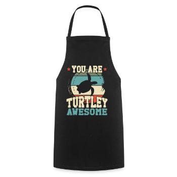 Tortue de mer Tortue Jeu de mots Rétro - Tablier de cuisine - noir - Devant - AI Model Male 185 dark (185cm)