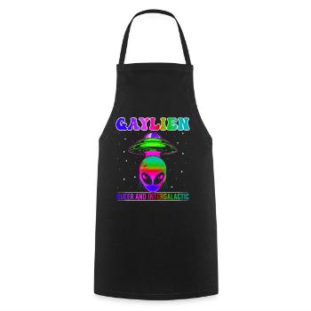 Gender Lesben, Schwule, Trans, Queer Regenbogen - Kochschürze - Schwarz - Vorne - AI Model Male 185 dark (185cm)