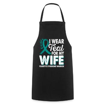 Wear teal for wife Tourette's syndrome - Cooking Apron - black - Front - AI Model Male 185 dark (185cm)