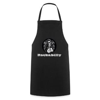 Rockabilly weiß - Kochschürze - Schwarz - Vorne - AI Model Male 185 dark (185cm)