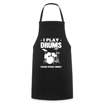I play drums drum player - Cooking Apron - black - Front - AI Model Male 185 dark (185cm)