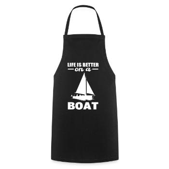 Life Is Better On A Boat Commander - Cooking Apron - black - Front - AI Model Male 185 dark (185cm)