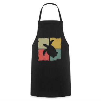 Sea Turtle Tortoise Retro Vintage - Tablier de cuisine - noir - Devant - AI Model Male 185 dark (185cm)