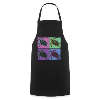 Sea Turtle Tortoise Retro Vintage - Tablier de cuisine - noir - Devant - AI Model Male 185 dark (185cm)
