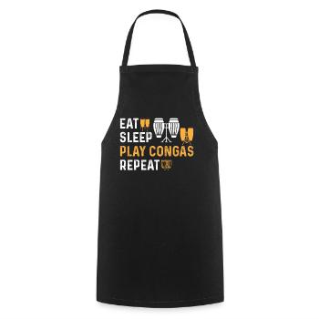Manger dormir Jouer Conga Répéter Conga Batteur Conga Mu - Tablier de cuisine - noir - Devant - AI Model Male 185 dark (185cm)