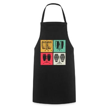Retro Conga Drums Conga Instruments - Retro Congas - Cooking Apron - black - Front - AI Model Male 185 dark (185cm)