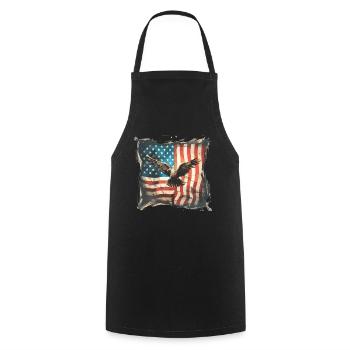Vintage Amerika Flagge Weißkopfadler Usa - Kochschürze - Schwarz - Vorne - AI Model Male 185 dark (185cm)