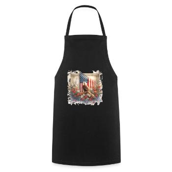 Vintage Amerika Flagge Weißkopfadler Usa - Kochschürze - Schwarz - Vorne - AI Model Male 185 dark (185cm)
