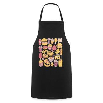 Fast Food Doodles Junk Food Snacks Unhealthy Delicious - Cooking Apron - black - Front - AI Model Male 185 dark (185cm)