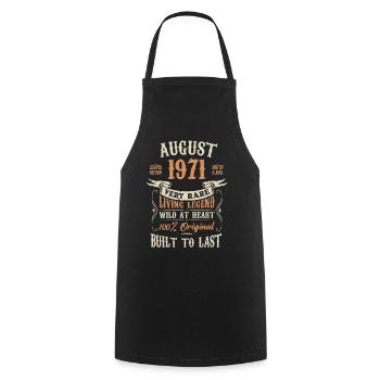 August 1971 Birthday Present - Cooking Apron - black - Front - AI Model Male 185 dark (185cm)