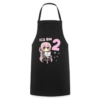 2 Jahre Mädchen Anime Kawaii Katze 2. Geburtstag - Kochschürze - Schwarz - Vorne - AI Model Male 185 dark (185cm)